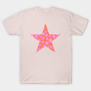 Pink and Orange Leopard Print Star T-Shirt
